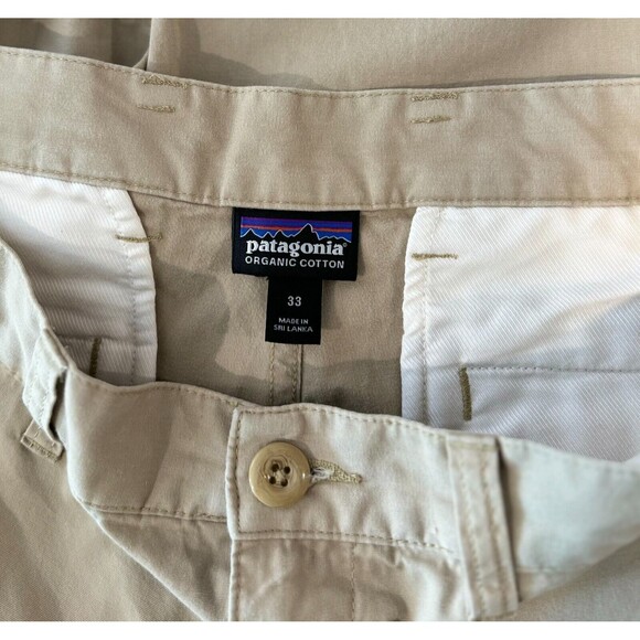 Patagonia Mens Shorts Brown Organic Cotton Chino Flat Front Pockets Outdoor 33 - Picture 2 of 7